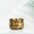 Adler Gold Sculptural Face Planter Decorative Polyester Succulent and Flower Pot