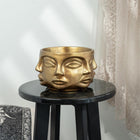 Adler Gold Sculptural Face Planter Decorative Polyester Succulent and Flower Pot