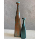 Ahenk Collection Petalia Metallic Petrol Green Handmade Ceramic Short Bottle Vase