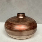 Ahenk Collection Ceramic Flat Vase Cream Brown Copper Tones