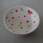 Amora Ribbon Hearts Hand-Painted Ceramic Trinket Bowl Jewelry Dish