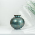 Bakırdan Series Verdantia Green Copper Glow Cube Vase Handmade Ceramic