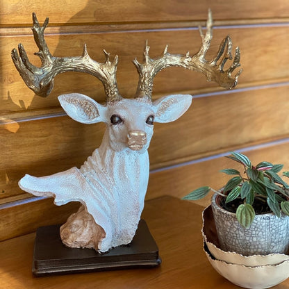 Aurelius Golden Antler Deer Bust Sculpture