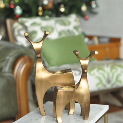 Aurora Reindeer Glow Handmade Premium Tealight Candleholder Duo