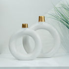 Black White Green Ring Vase Set Handmade Ceramic 2 Piece