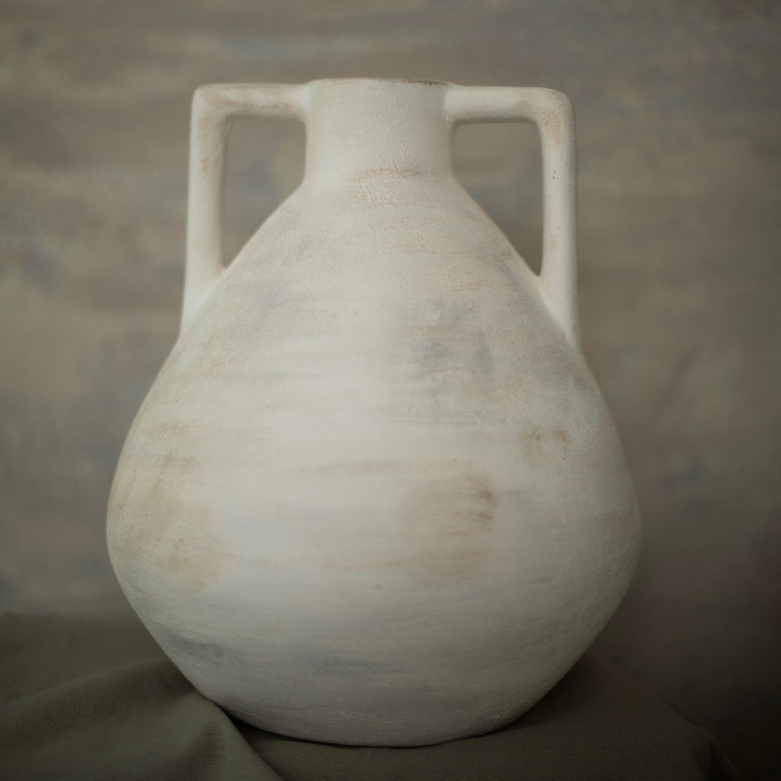 Boho Collection Aegean Heirloom Handmade Amphora Decorative Vase Off White Sand Clay Ceramic