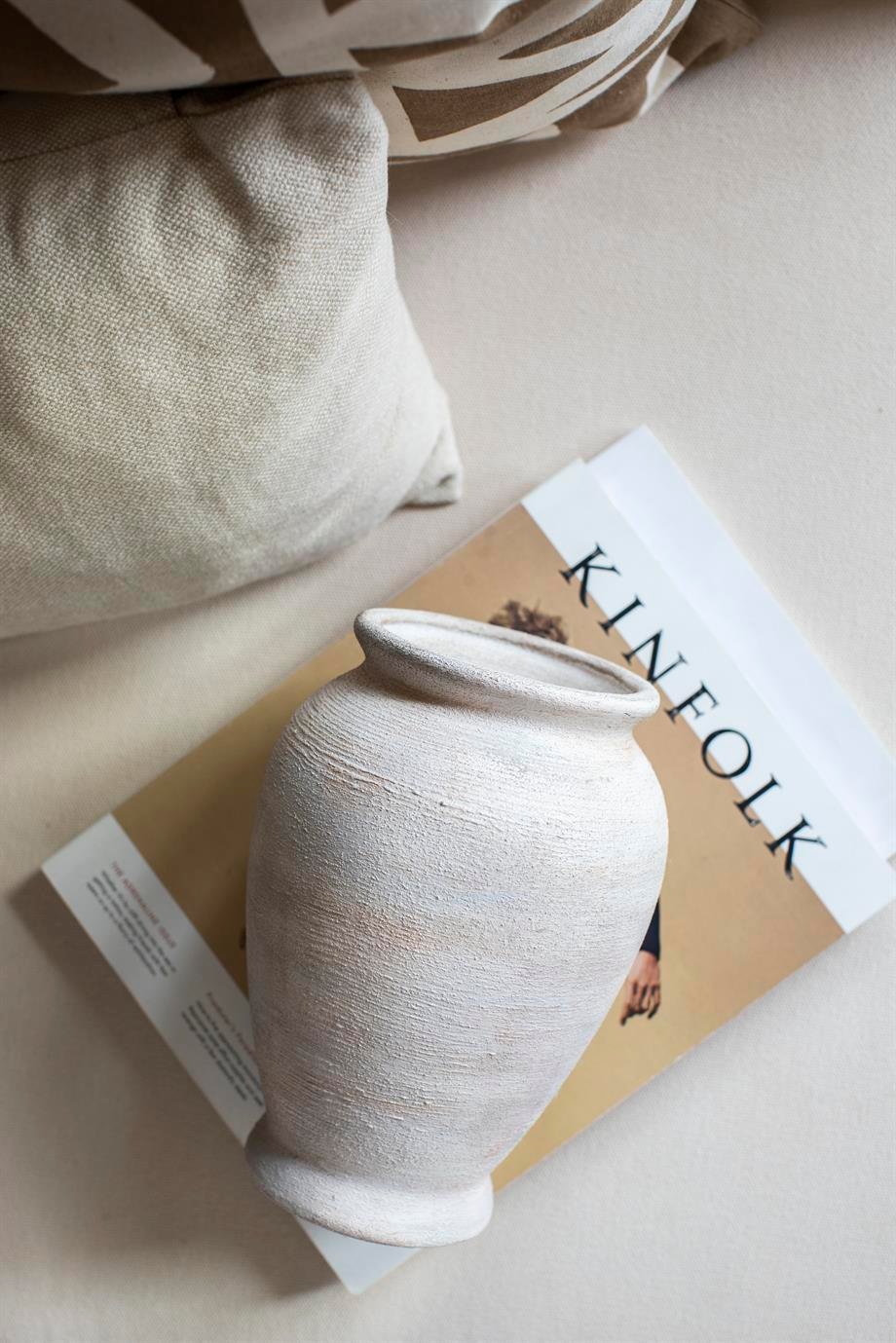 Bohemya Bloom Handmade Clay Whisper Ceramic Vase in Chalky Beige