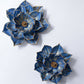 Handmade Celestia Blue Lotus Bloom Duo with Antique Gold Accents