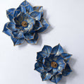 Handmade Celestia Blue Lotus Bloom Duo with Antique Gold Accents