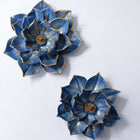 Handmade Celestia Blue Lotus Bloom Duo with Antique Gold Accents