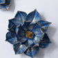 Handmade Celestia Blue Lotus Bloom Duo with Antique Gold Accents