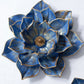 Handmade Celestia Blue Lotus Bloom Duo with Antique Gold Accents