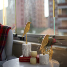 Celestia Marble Perch Bird Duo Sculpture