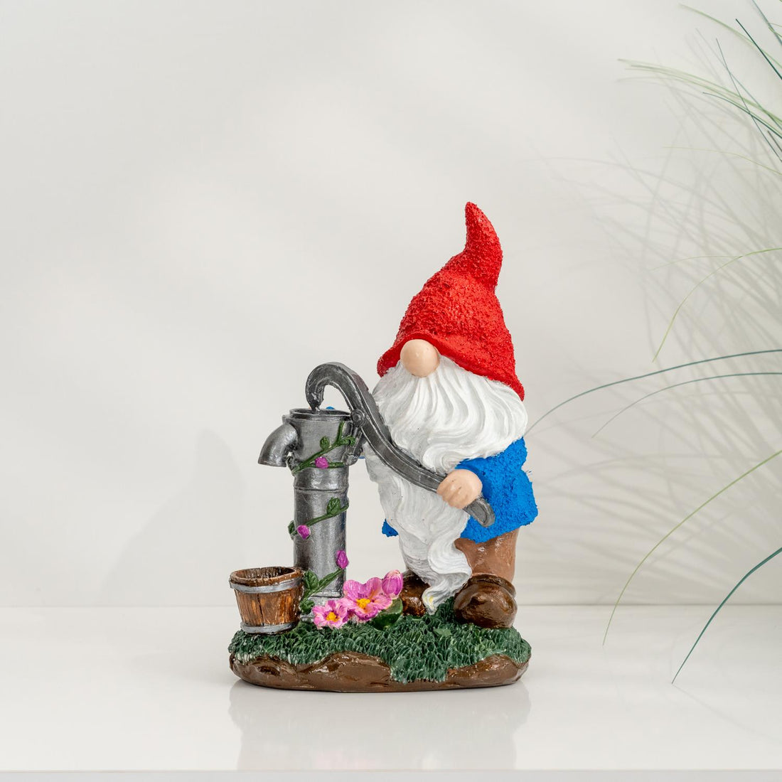 Crimson Well Keeper Garden Gnome Sculpture