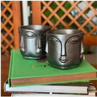 Adler Mini Anthracite Sculptural Face Planter Decorative Polyester Succulent and Flower Pot