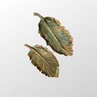 Emerald Whisper Handmade Leaf Resin Tray Duo with Antique Gold Accents