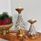 Handmade Everpine Lumina Tree Candleholder Duo Gold Silver Green Christmas Decor
