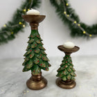 Handmade Everpine Lumina Tree Candleholder Duo Gold Silver Green Christmas Decor