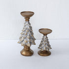 Handmade Everpine Lumina Tree Candleholder Duo Gold Silver Green Christmas Decor