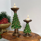 Handmade Everpine Lumina Tree Candleholder Duo Gold Silver Green Christmas Decor