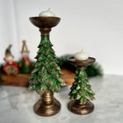 Handmade Everpine Lumina Tree Candleholder Duo Gold Silver Green Christmas Decor