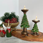 Handmade Everpine Lumina Tree Candleholder Duo Gold Silver Green Christmas Decor