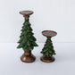 Handmade Everpine Lumina Tree Candleholder Duo Gold Silver Green Christmas Decor