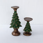 Handmade Everpine Lumina Tree Candleholder Duo Gold Silver Green Christmas Decor