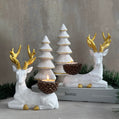 Handmade Artistic Gold Detail Reindeer Candleholder Duo Christmas New Year Winter Decor