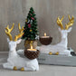 Handmade Artistic Gold Detail Reindeer Candleholder Duo Christmas New Year Winter Decor