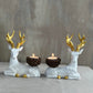 Handmade Artistic Gold Detail Reindeer Candleholder Duo Christmas New Year Winter Decor