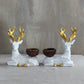 Handmade Artistic Gold Detail Reindeer Candleholder Duo Christmas New Year Winter Decor