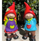 Large Garden Gnome Girl and Boy Set Hand Painted Decorative Polyester 2 Piece