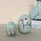 Hanami Blossom Ceramic Spring Egg Duo Sculpture Set