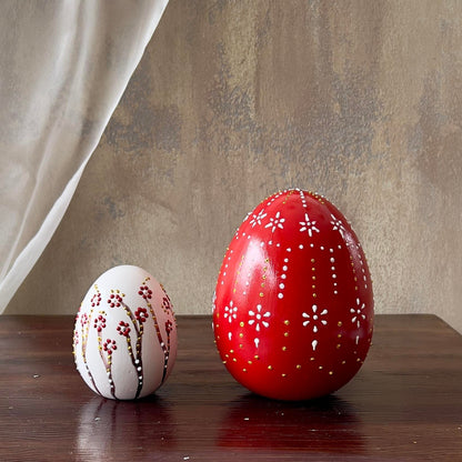 Hanami Blossom Ceramic Spring Egg Duo Sculpture Set