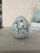 Hanami Blossom Ceramic Spring Egg Duo Sculpture Set