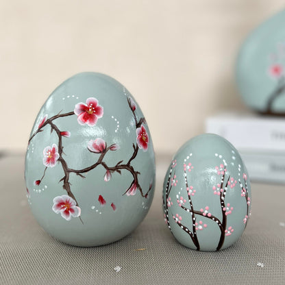 Hanami Blossom Ceramic Spring Egg Duo Sculpture Set