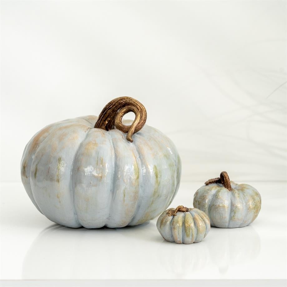 Hasat Aura Handmade Pumpkin Sculpture Sets Grey and Orange