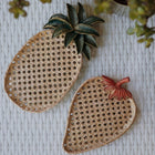 Hazera Handmade Pineapple Decorative Tray with Cane Weave Texture Tropical Home Decor