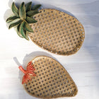 Hazera Handmade Pineapple Decorative Tray with Cane Weave Texture Tropical Home Decor