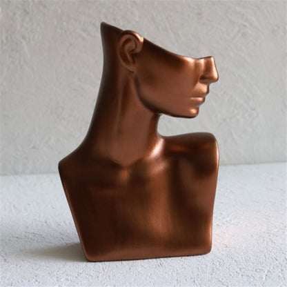 Femme Female Ceramic Bust Ivory Onyx Black Copper Handmade Decorative Sculpture