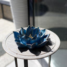 Handmade Aegean Blue Lotus Table Sculpture with Antique Gold Accents
