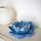 Handmade Aegean Blue Lotus Table Sculpture with Antique Gold Accents