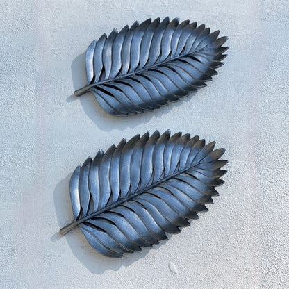 Yaprak Tabak Polyester El Yapımı Gümüş Ve Altın 27cm