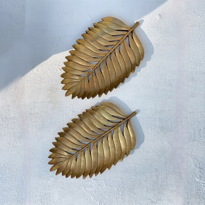 Lumia Leaf Luxe Handmade Decorative Leaf Tray Antique Gold and Aged Silver
