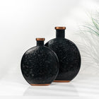 Bakırdan Collection Eclipse Copper Embossed Vase Duo Matte Black Handmade Ceramic