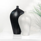 Minimal Collection Modern Sculptural Vase Pair Matte Black and White Handmade Ceramic