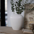 Moderna Bianco Handmade Fluted Large Vase Pure White Ceramic