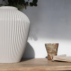 Moderna Bianco Handmade Fluted Large Vase Pure White Ceramic