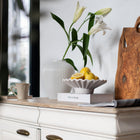 Moderna Hera Handmade Design Ripple Pedestal Plate Soft White Ceramic